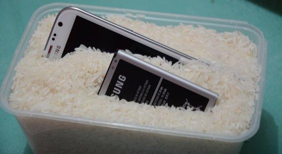 celular en arroz
